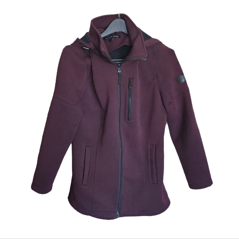 Andrew Marc Maroon long Hooded Jacket